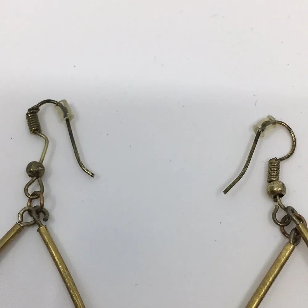 Indian Dangly Triangle Boho Earrings Made of recycled Saris! - Picture 7 of 11